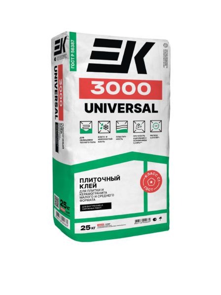 Клей для плитки и керамогранита EK 3000 Universal (25кг)