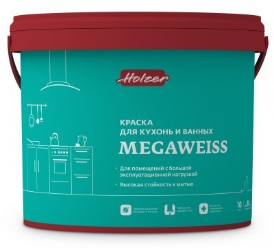 Краска для кухонь и ванных Holzer MEGAWEISS